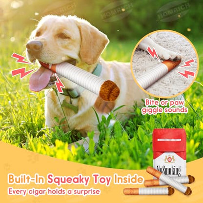 Homrich Cigarette Dog Toy Large, Funny Interactive Plush Dog Cigarette Toys, 3 Packs Giggle Puff Stick Toys with a Box, Pet Squeak Toys for Medium, Small and Large Cool Stuffed for Dogs Birthday - color: Red