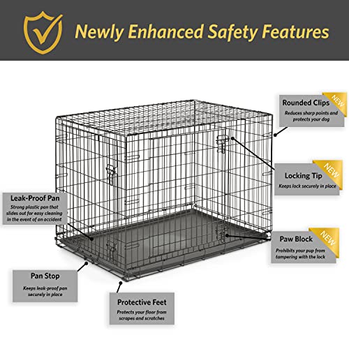 Midwest Homes for Pets 48-Inch New World Crate for Extra-Large Breeds, 90-110 lbs, Double Door Folding Dog Crate, Leak-Proof Tray & Secure Latches, Portable, Durable & Easy to Assemble - size: 48.0"L x 30.0"W x 33.0"H