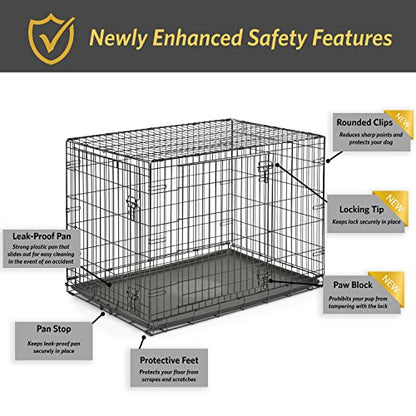 Midwest Homes for Pets 48-Inch New World Crate for Extra-Large Breeds, 90-110 lbs, Double Door Folding Dog Crate, Leak-Proof Tray & Secure Latches, Portable, Durable & Easy to Assemble - size: 48.0"L x 30.0"W x 33.0"H