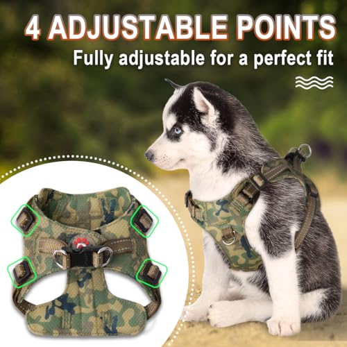 Dog Harness Step in Dog Vest Harness, Reflective Adjustable Puppy No Pull Harness Breathable Soft for Small and Medium Dogs Cats, Camo, XS - color: Camo, size: X-Small