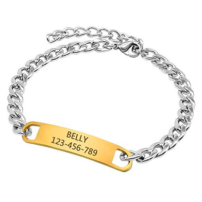 Personalized Cat Dog Chain Collar Customized Engraved Pet Collars Small Dogs Cats Necklace NamePlate Chihuahua Yorkshire (Gold,S) - color: Gold