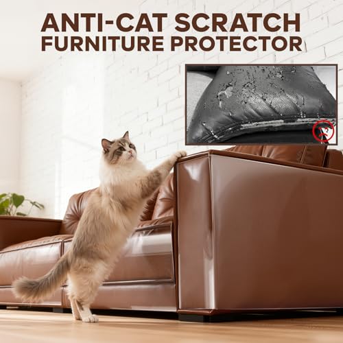 JKLMN Clear Vinyl Cat Scratch Protector for Leather Furniture – Easy-to-Apply & Removable Sofa Corner Guard, Anti-Scratch Tape for Cats (16-Pack)