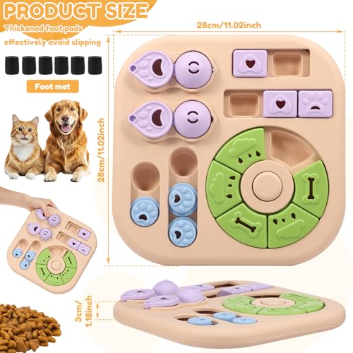 Interactive Dog Puzzle Toys Interactive Treat Dispensing Slow Feeder for Training and Mental Stimulating Dog Enrichment Toys, Dogs Puzzles for Smart Dogs Puppy Cats Pet(Beige) - color: Beige