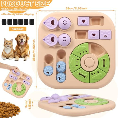Interactive Dog Puzzle Toys Interactive Treat Dispensing Slow Feeder for Training and Mental Stimulating Dog Enrichment Toys, Dogs Puzzles for Smart Dogs Puppy Cats Pet(Beige) - color: Beige
