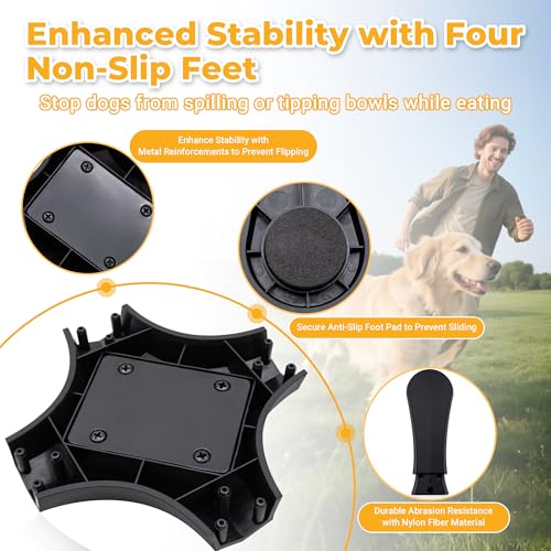 Elevated Slow Feeder Dog Bowl Adjustable Stand,Tilted ABS Base,Fits 5.5-9.5" Bowls, Anti-Spill & Non-Slip, Heavy Duty for Med/Large Dogs(with Stainless Steel Bowls 2 Pack) - size: B -Slow Feeder Insert 2