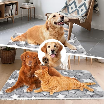 Dog Bed Mat,Soft Dog Kennel Pad with Cute Pattern,Multi-Size Durable & Machine Washable,Pet Pad for Dogs (Gray Star, Large) - color: Gray Star, size: 27.2''L×18.9''W×1.4''Th