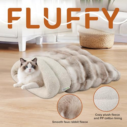 4 in 1 Self Warming Burrow Cat Bed, Pet Hideway Sleeping Cuddle Cave (Style- Tie-Dye Grey) - color: Style- Tie-Dye Grey