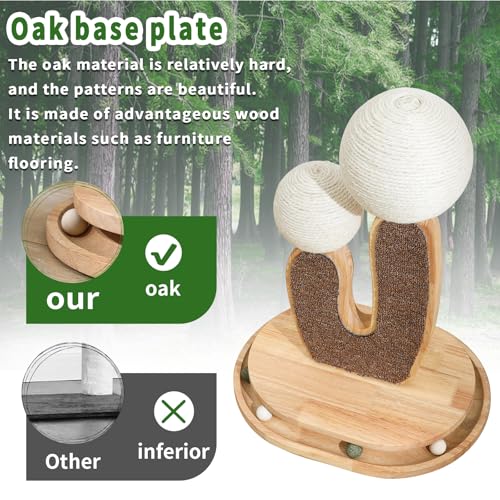 Cactus-Shaped Cat Scratching Post with Cat Scratcher, Interactive Toy Balls, Handmade with Natural Materials, Cute Cat Scratching Post, Easy-to-Clean Cat Furniture - color: XRZ-2-1