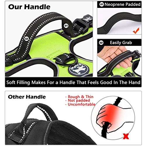PoyPet No Pull Dog Harness, No Choke Front Clip Dog Reflective Harness, Adjustable Soft Padded Pet Vest with Easy Control Handle for Small to Large Dogs(Green,XS) - color: Green, size: XS