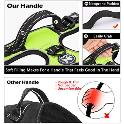 PoyPet No Pull Dog Harness, No Choke Front Clip Dog Reflective Harness, Adjustable Soft Padded Pet Vest with Easy Control Handle for Small to Large Dogs(Green,XS) - color: Green, size: XS