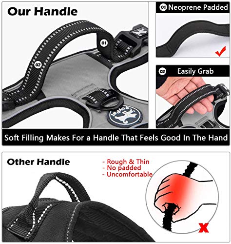 PoyPet No Pull Dog Harness, No Choke Front Lead Dog Reflective Harness, Adjustable Soft Padded Pet Vest with Easy Control Handle for Small to Large Dogs(Grey,XS) - color: Grey, size: XS