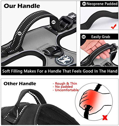 PoyPet No Pull Dog Harness, No Choke Front Lead Dog Reflective Harness, Adjustable Soft Padded Pet Vest with Easy Control Handle for Small to Large Dogs(Grey,XS) - color: Grey, size: XS