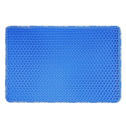 Cat Litter Mat for Pet Kitty Litter Box, Honeycomb Double Layer Cat Litter Box Mat, No Slip Cat Litter Trapping Mat, Urine and Water Resistant, Scatter Control, Washable Easy Clean, Blue - color: Blue