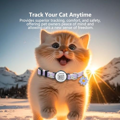 4 PCS Cute Flower Cat Collar with QR Code ID, 4-Pack Safety Breakaway Kitten Collars Set with Bell, Adjustable Gift for Cat Lovers - color: Pastoral style - 4 pack