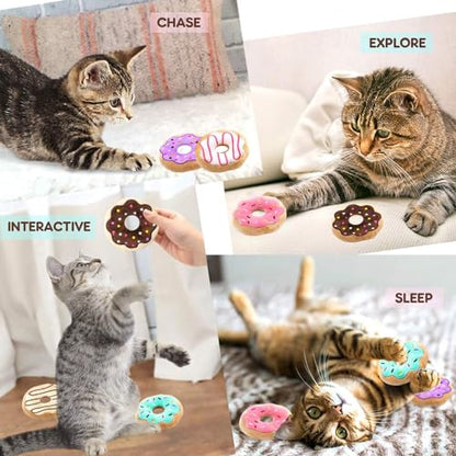 CiyvoLyeen 6 Pack Donut Cat Catnip Toys Kitten Chew Knickknack Sprinkles Interactive Pillows Teeth Grinding Catmint Plush Plaything Kitty Birthday Ideas Supplies 4 Inches - color: Donut - 6Pcs