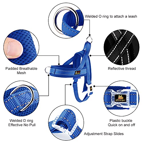 Plutus Pet No Pull Dog Harness with Breathable Mesh Padded, Adjustable Reflective Escape Proof Dog Harness, Quick Fit Dog Vest Harness for Small Medium Large Dogs(XXS, Navy Blue) - color: Navy Blue, size: XXS: chest 11.8"-15"
