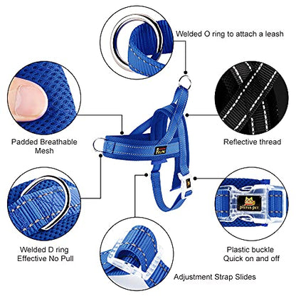 Plutus Pet No Pull Dog Harness with Breathable Mesh Padded, Adjustable Reflective Escape Proof Dog Harness, Quick Fit Dog Vest Harness for Small Medium Large Dogs(XXS, Navy Blue) - color: Navy Blue, size: XXS: chest 11.8"-15"