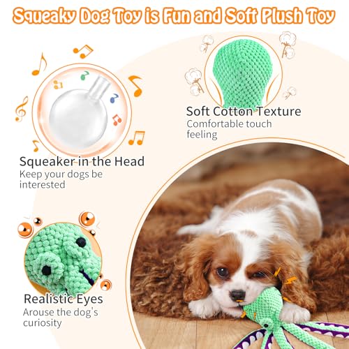 Fuufome Large Squeaky Dog Toys- Plush Dog Toys with Soft Fabric for Small, Medium, and Large Dogs Daily Companionship, Training Reward Gift - color: Green