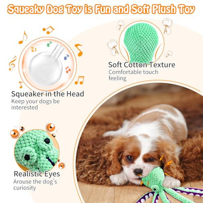 Fuufome Large Squeaky Dog Toys- Plush Dog Toys with Soft Fabric for Small, Medium, and Large Dogs Daily Companionship, Training Reward Gift - color: Green