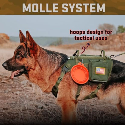Dog Harness Medium Sized,Tactical Dog Harness with Handle,No Pull Military Style Service Dog Vest with Pockets Adjustable for Medium Large Dogs,Green,Chest 19.5-41.5" - color: Green, size: M:Chest 22-35",Fit 30-80lbs