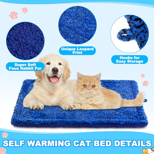 Riakrum 4 Pack Self Warming Cat Bed Mats Leopard Print Cat Dog Thermal Blanket Double Sided Self Heating Pet Pad with Storage Bags for Pet Winter Outdoor Indoor Supplies, Non Electric(XL) - size: XL