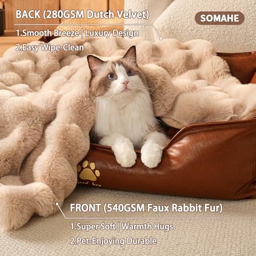 Pet Blanket, Reversible Sherpa & Bubble Fleece Pet Throw, Ultra-Soft Plush for Cats & Small Dogs, Machine Washable, Anti-Static, Warm & Cozy,28"×22" Inch Coffee - color: Coffee, size: 28"L x 22"W Inches