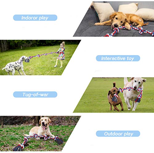 Bmag Dog Rope Toys for Aggressive Chewers, Interactive Heavy Duty Dog Toys for Medium Large Dogs, Tough Twisted Rope Toy with 5 Knots (Red) - color: Red