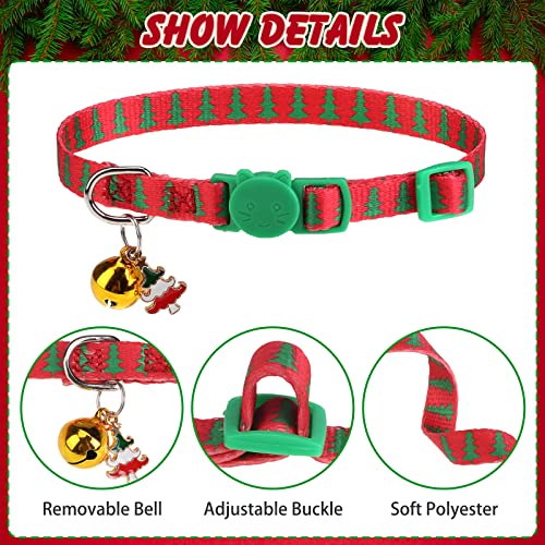 Christmas Breakaway Cat Collars with Bell & Cute Pendants - 3 Pack Adjustable Safety Kitten Collars - Xmas Collar for Kitten Cat Christmas Party - color: Style A - Christmas