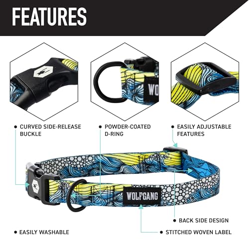 Wolfgang Heavy Duty Martingale Dog Collar with Quick Release Nylon Buckle for Walking & Training, DawnPatrol Print, Medium - color: DawnPatrol Print, size: Medium (1 Inch x 14-18 Inch)