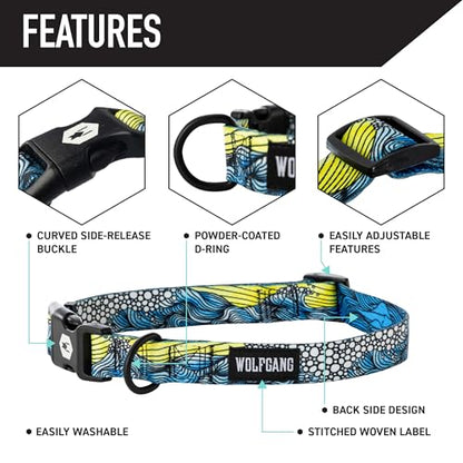 Wolfgang Heavy Duty Martingale Dog Collar with Quick Release Nylon Buckle for Walking & Training, DawnPatrol Print, Medium - color: DawnPatrol Print, size: Medium (1 Inch x 14-18 Inch)