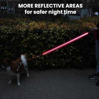 LED Dog Leash - Rechargeable, Waterproof & Reflective, 6FT Tangle-Free for Night Walking(Red) - color: Red