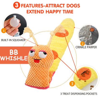 lilfrd Dog Enrichment Toys - Dog Puzzles Squeaky Treat Dispensing Crinkle Plush Snuffle Toys - Treat Toy for Small Medium Large Breed Puppy, Snail - style: Snail