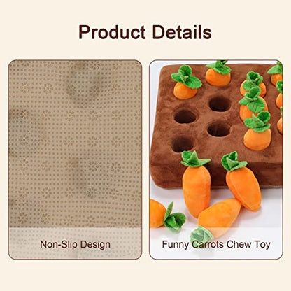 Interactive Dog Toys，Carrot Snuffle Mat for Dogs Plush Puzzle Toys 2 in 1 Non-Slip Nosework Feed Games Pet Stress Relief with 12 Carrots - style: NORMAL