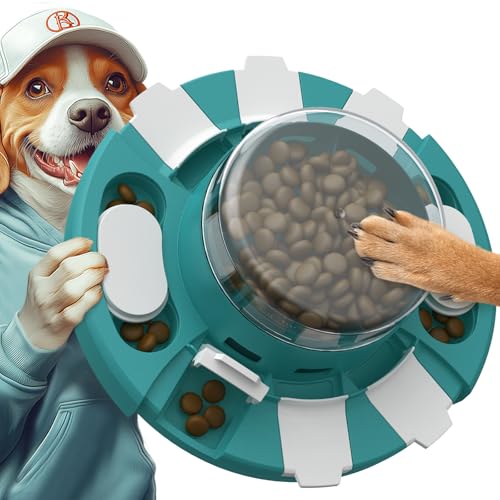 Dog Puzzle Toy, 2 Levels of Challenge, Push-to-Release Treat Dispenser Slow Feeder & Mental Stimulation Enrichment Toy for Small Medium Large Dogs - color: Matisse green