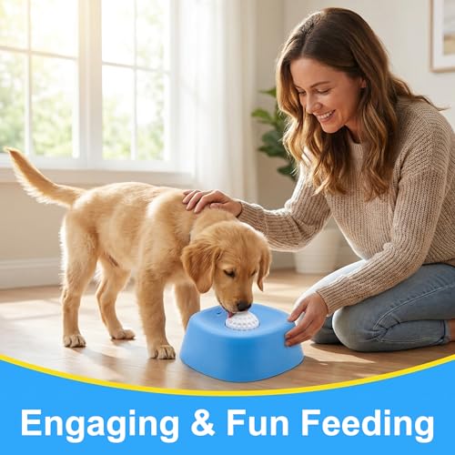 Slow Feeder Dog Bowl for Liquid Treats – Rolling Ball Dog Lick Bowl, Easy-Clean Puppy Lick Toy for Bone Broth, Yogurt & Post-op Nutrition, Best Used on Carpet or with Non-Slip Mat