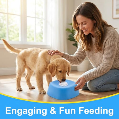Slow Feeder Dog Bowl for Liquid Treats – Rolling Ball Dog Lick Bowl, Easy-Clean Puppy Lick Toy for Bone Broth, Yogurt & Post-op Nutrition, Best Used on Carpet or with Non-Slip Mat