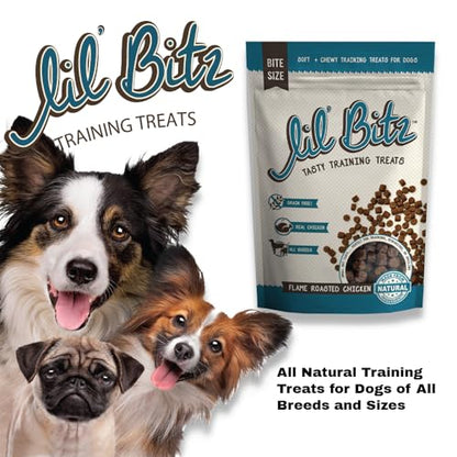 Soft & Chewy Training Treats for Dogs, Bite Size Reward Treats for Training & Positive Reinforcement, Grain Free Treats Made with Real Chicken, Flame Roasted Chicken Flavor, 3 Pack (4 oz Each) - size: 4 Ounce (Pack of 3)