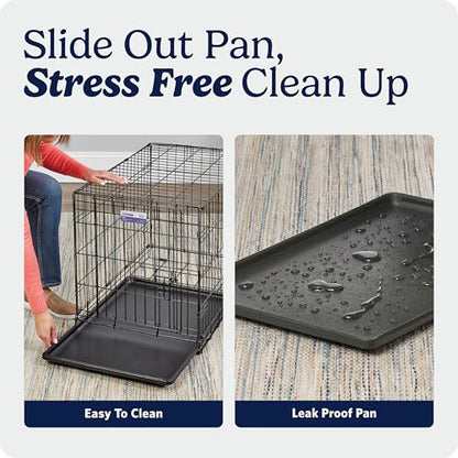 MidWest Homes for Pets 42-Inch iCrate for Large Breeds, 71-90 lbs, Single Door Folding Dog Crate with Divider Panel, Leak-Proof Tray & Secure Latch, Portable, Durable & Easy to Assemble - size: 42.0"L x 28.0"W x 30.0"H