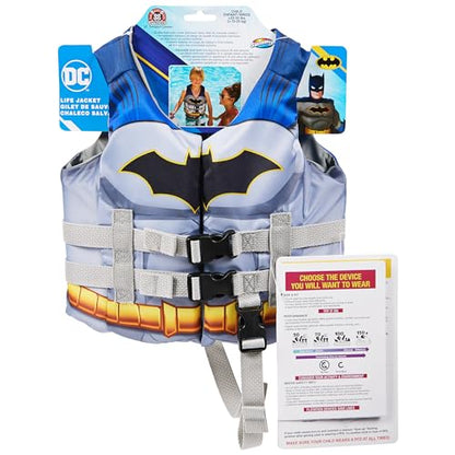 SwimWays DC Swim Trainer Life Jacket, US Coast Guard Approved Life Vest Kids Swim Vest, Pool Floats & Life Jackets for Kids 33-55 lbs, Batman - color: Life Jacket