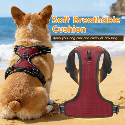 No Pull Dog Harness, No Chock Reflective Adjustable Soft Padded Pet Vest with Easy Control Handle, Easy Wearing with Stylish, Reinforced Knot, 2 Buckles - color: Neon Fuchsia, size: X-Small