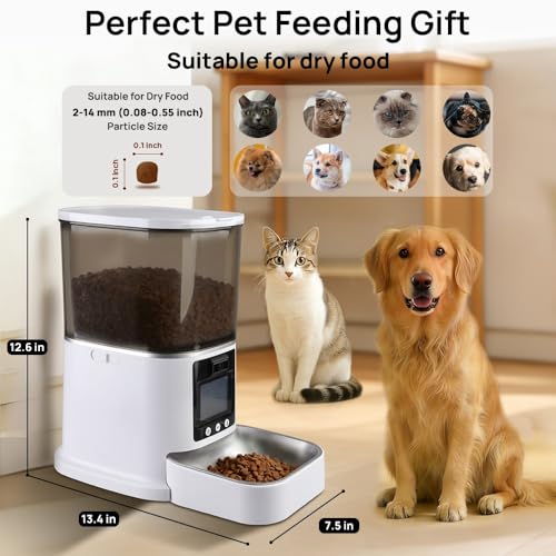 5L Automatic Cat Feeder with Camera, Two-Way Video 3MP HD & Audio, 5G WiFi Automatic Dog Feeder with Night Vision, Cat Food Dispenser with Dog Food Container for Multiple Pets (White, 5L) - color: White