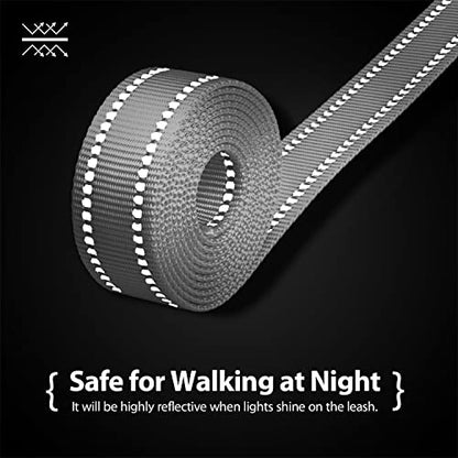 PHOEPET 5 Feet Dog Leash - Dual-Side Reflective - Soft Padded Handle - Fit for Walking, Training or Exploring Hiking, Camping (Grey + Baby Pink Base) - color: Grey + Baby Pink Base