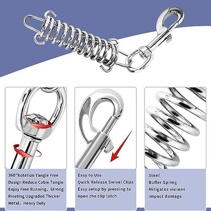 Dog Leash for Dogs Up to 250 Pound,Heavy Duty Leash Made of Coated Wire Rope for Large and Medium Dogs with Dog Leash Metal Shock Absorbing Spring