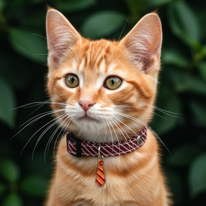 3 Pcs Kitten Collar, Stripes Cat Collars Breakaway Kitten Collar Adjustable 7.8-11.8 in Cat Collars Sets Quick Release with Small Neckties for Girl Boy Cats Classic Cotton Stripe