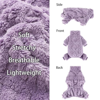 Dog Sweater Fleece Turtleneck Winter Dog Clothes for Small Dogs Girls Boy, Warm Fleece Puppy Pajamas Onesies, Pet Clothes Puppy Sweater Pjs, Doggy Jumpsuits Doggie Outfit, Purple, XXS - color: Purple, size: XX-Small (Chest 11in )