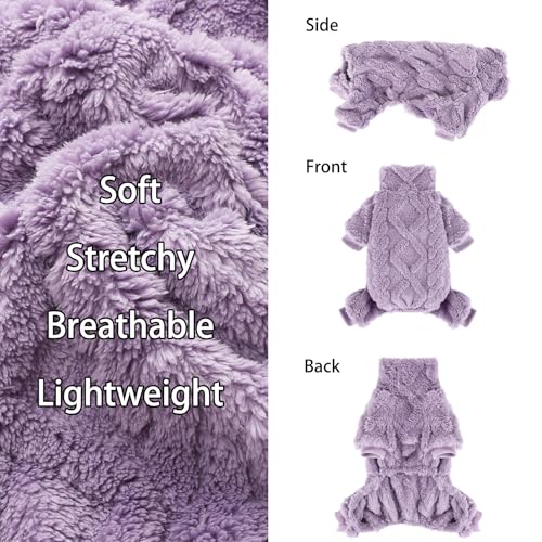 Dog Sweater Fleece Turtleneck Winter Dog Clothes for Small Dogs Girls Boy, Warm Fleece Puppy Pajamas Onesies, Pet Clothes Puppy Sweater Pjs, Doggy Jumpsuits Doggie Outfit, Purple, S - color: Purple, size: Small (Chest 15in )