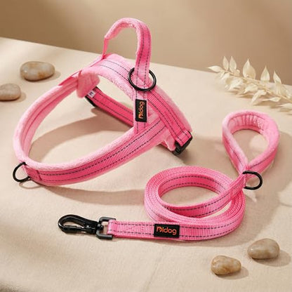 Didog Soft Flannel Padded Dog Vest Harness, No Pull/Quick Fit Reflective Dog Strap Harness, Easy for Training Walking (M:Chest 21-26", Pink) - color: Pink, size: M:chest 21-26"