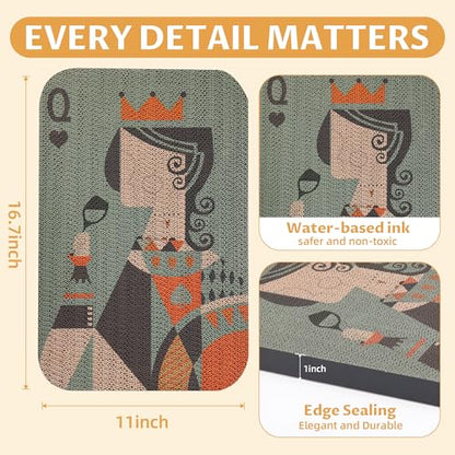 2 Pack Art Cat Scratcher, Wall-Mountable Cat Scratch Pad, Wall Cat Scratcher 16.7x11x1 Inch Cat Scratching Board for Indoor Cats Toy(Poker) - color: Poker