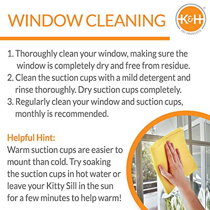 K&H Pet Products EZ Mount Cat Window Perch for Large Cats, Sturdy Kitty Sill Window Hammock Bed, Steel Frame, Sturdy Suction Cups, Washable Shelf Cover, Foldable - Fits 27"W X 23"H Glass Spaces - style: No Bolster
