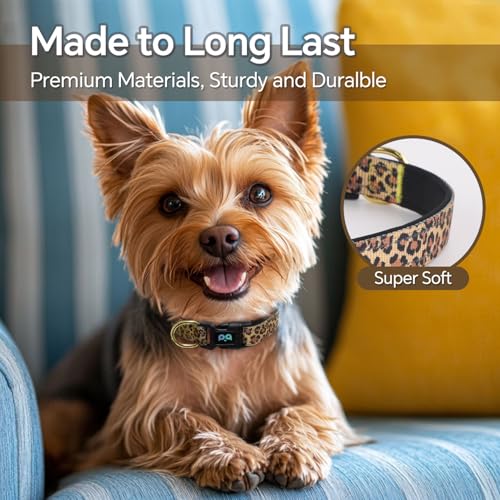 QQPETS Reflective Dog Collar with Soft Neoprene Padded Breathable Nylon Pet Collar Adjustable for Small Medium Large Dogs - color: Leopard print, size: S